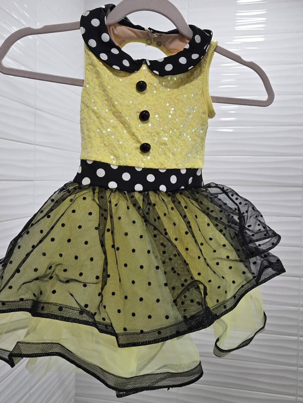 Stuart Weissman Yellow & Black Polka Dot Girls' Costume Dress